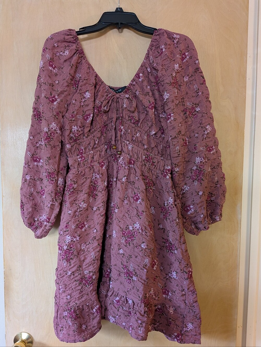NWT Sz L Floral Peasant Dress in Mauve